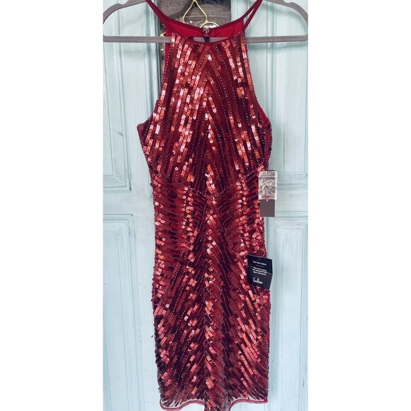 Ace Of Spades Wine Red Sequin Bodycon Dress By Lulu’s Size Small - Picture 3 of 11